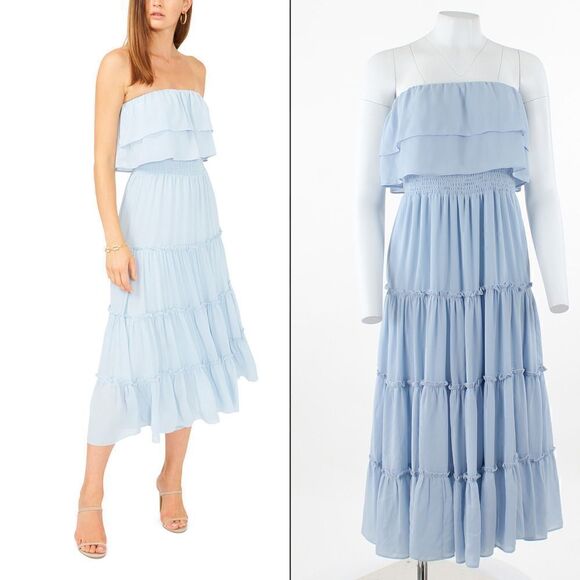 1.STATE Strapless Maxi Dress in Blue - Picture 1 of 5